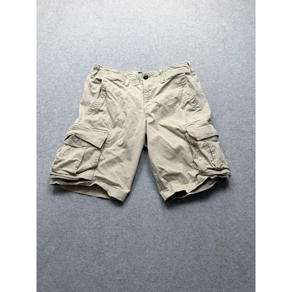 GAP Mens Khaki Cargo Shorts Tan Cotton Twill Utility Multi Pocket Size 30